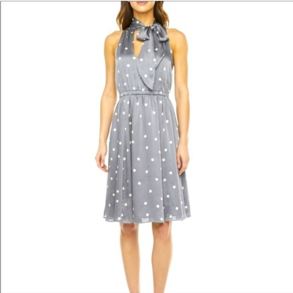 RYEGRASS grey with with polka dot silky satin feel dress size XL new without tag - Picture 1 of 9
